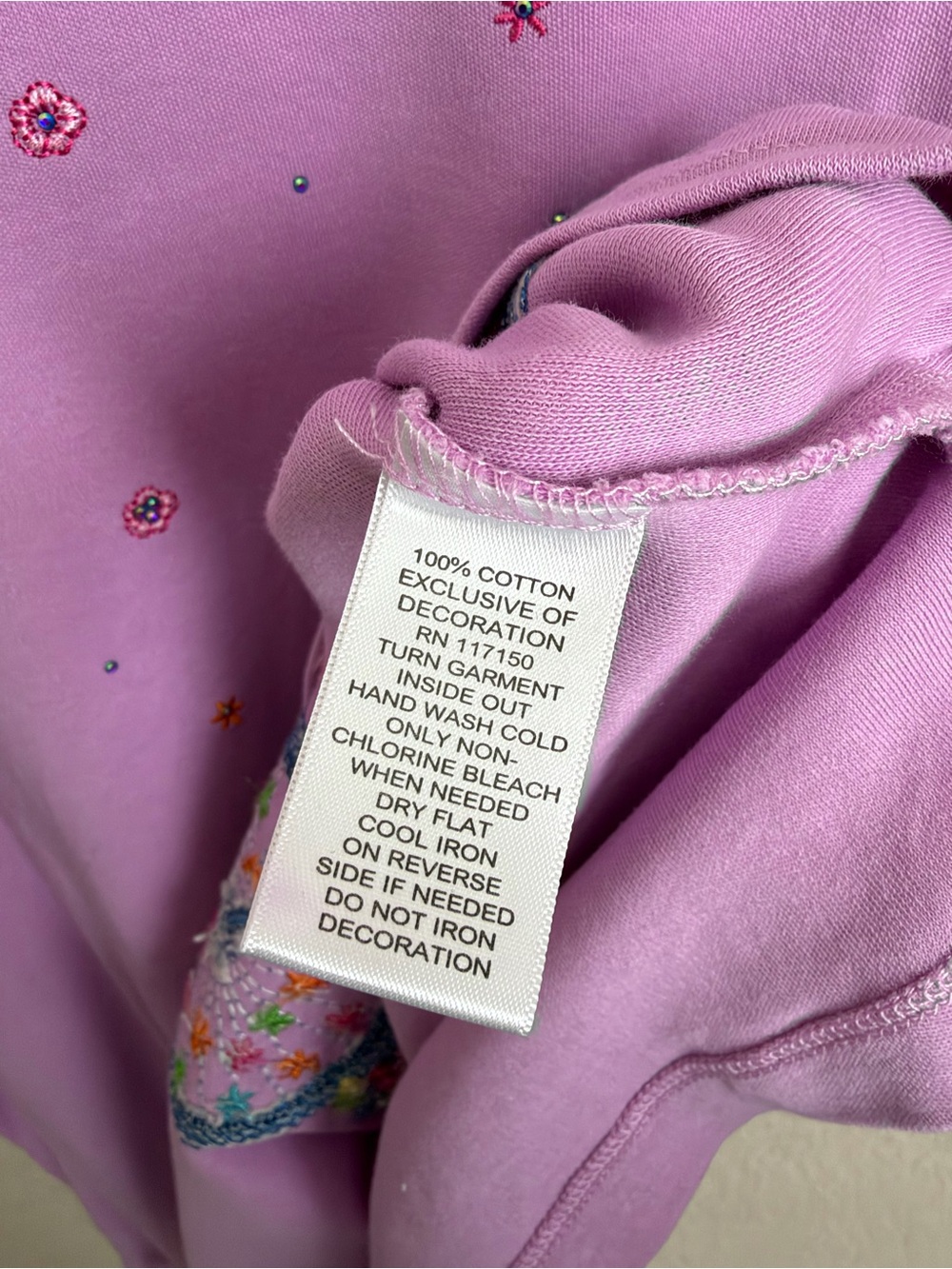 Quacker Factory Botanical Bicycle Embroidered Rhinestone Top XL Purple Whimsical - Picture 16 of 16